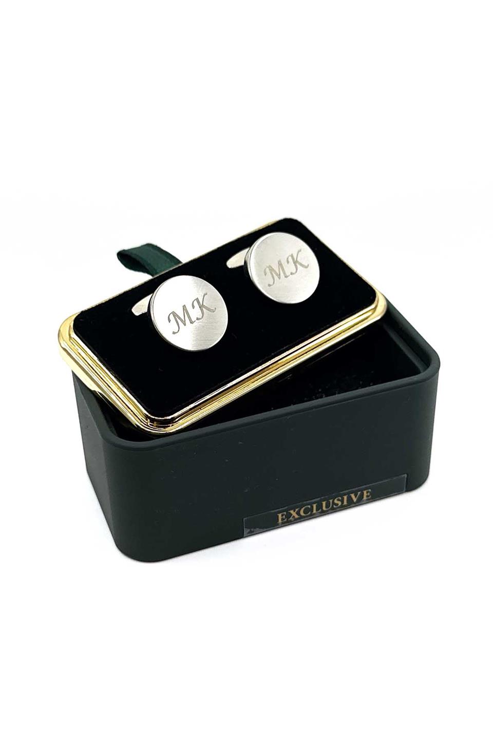 İsme Özel Sevgiliye Hediye Baş Harf Gümüş Renk Kol Düğmesi