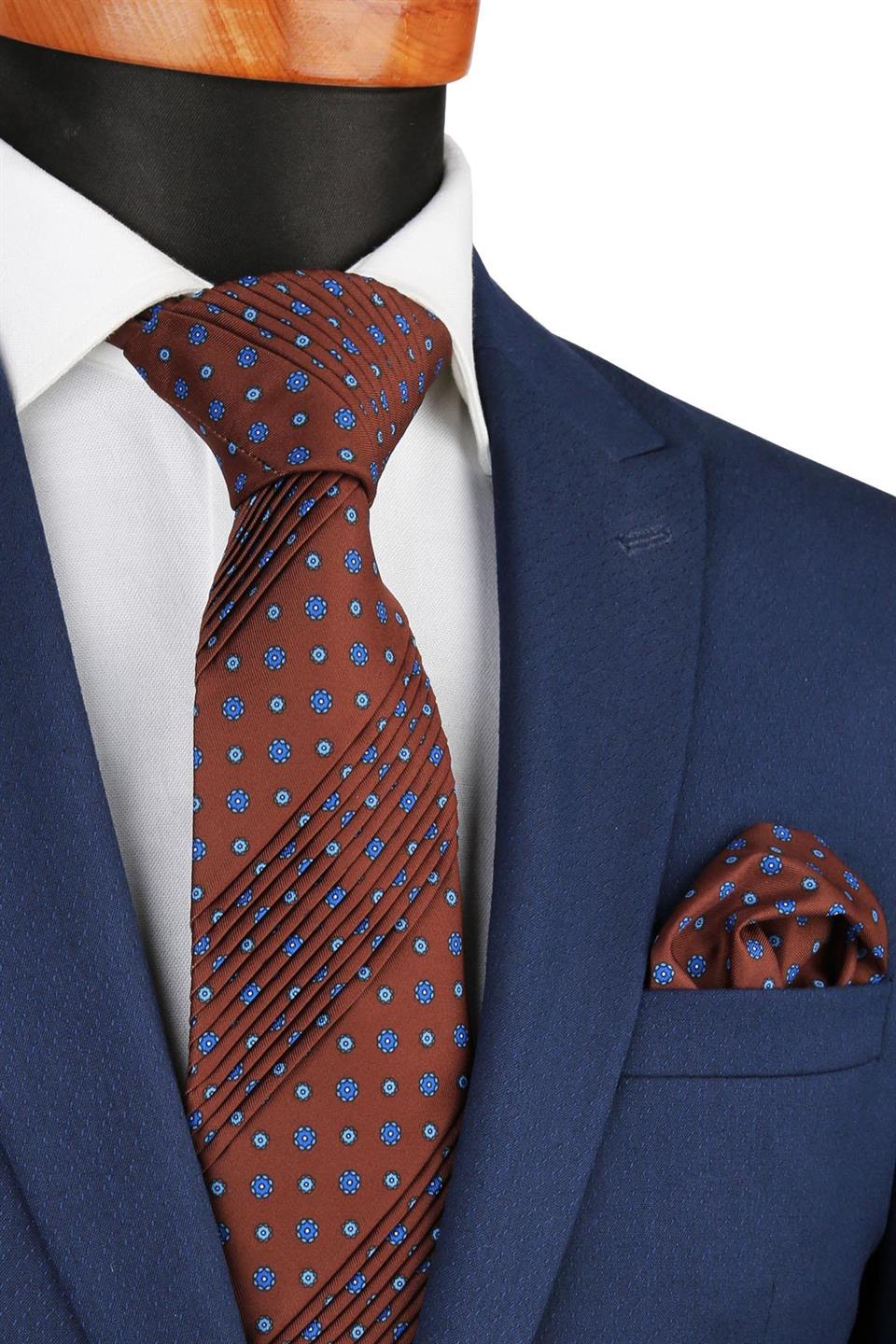 Jussieu Style Kahve Motif Desen İtalyan Piliseli Kravat CRK59