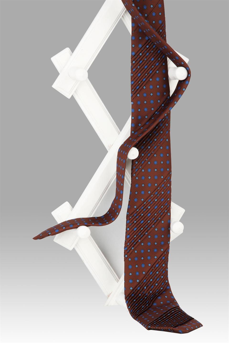 Jussieu Style Kahve Motif Desen İtalyan Piliseli Kravat CRK59