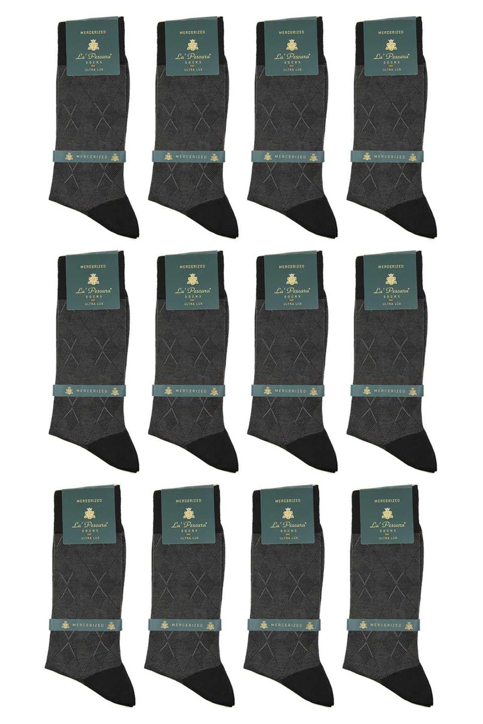 Kahve Baklava Desen 12li Ultra Lüks Merserize Erkek Çorap CRP324