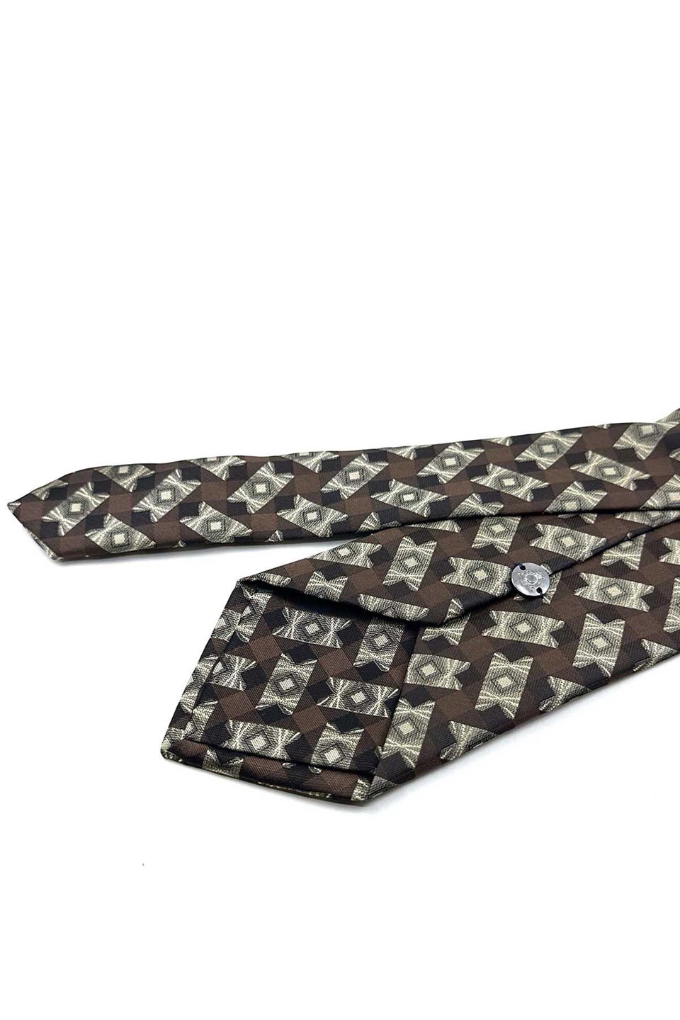 Kahve Bej Motif Desen Mendilli Klasik Kravat KK13938