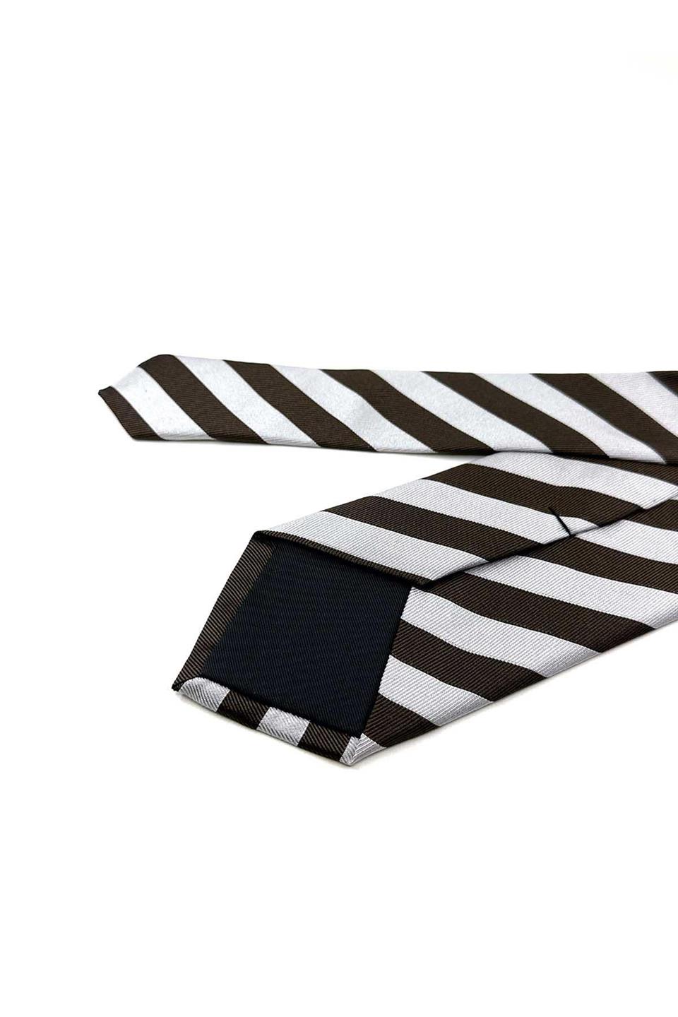 Kahve - Beyaz Çizgi Desen İtalyan İpek Kravat İK1677