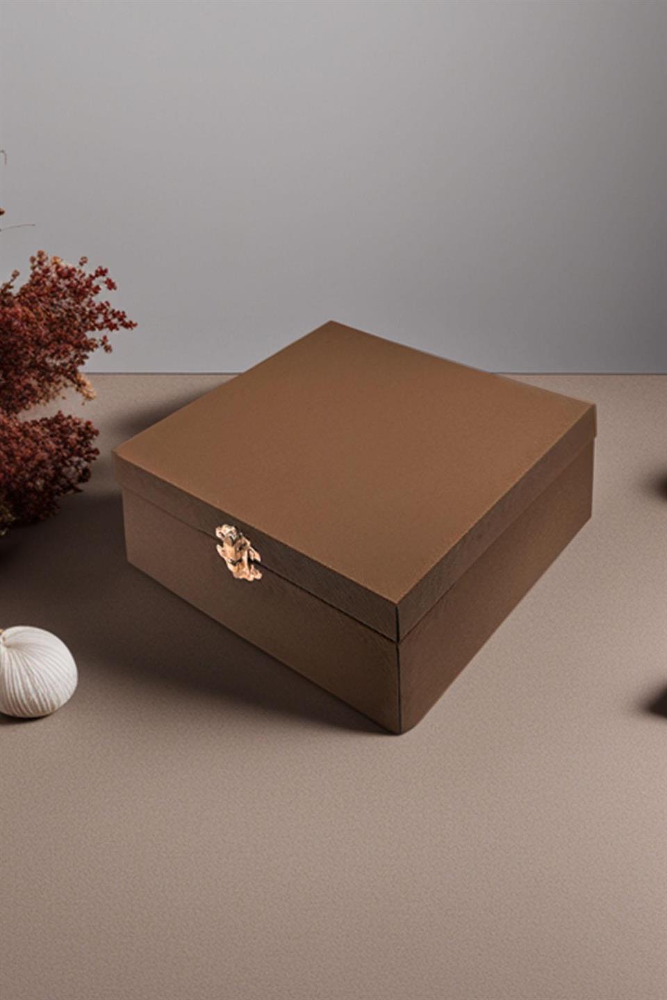 Kahve Erkek Hediye Kutusu - Kravat Kol Düğmesi Kravat İğnesi KMK26