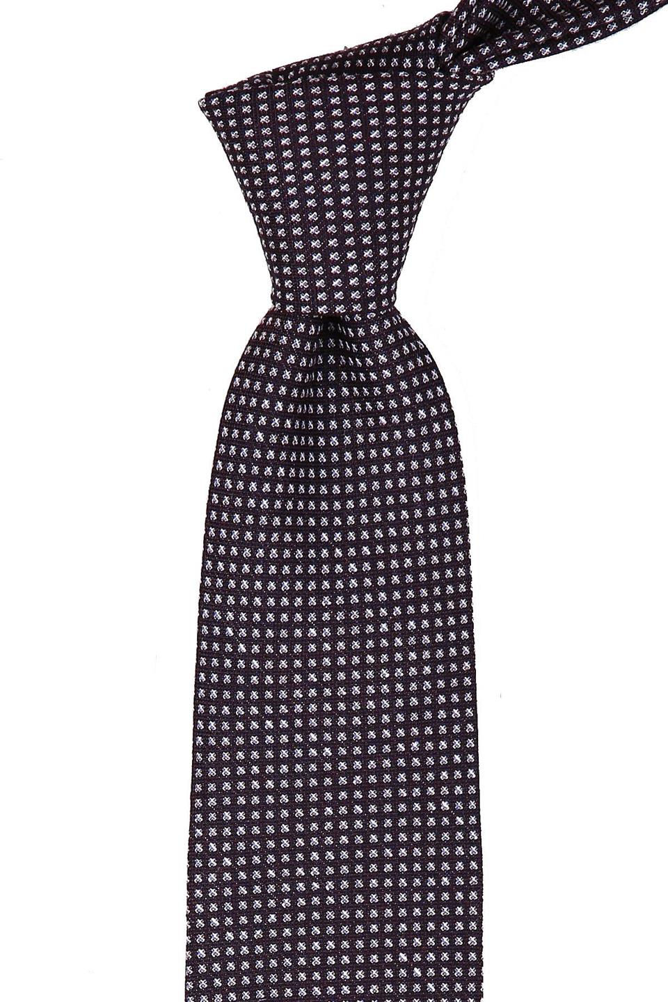 Kahve - Laci Küçük Desen Mendilli Klasik Keten Kravat KK9160