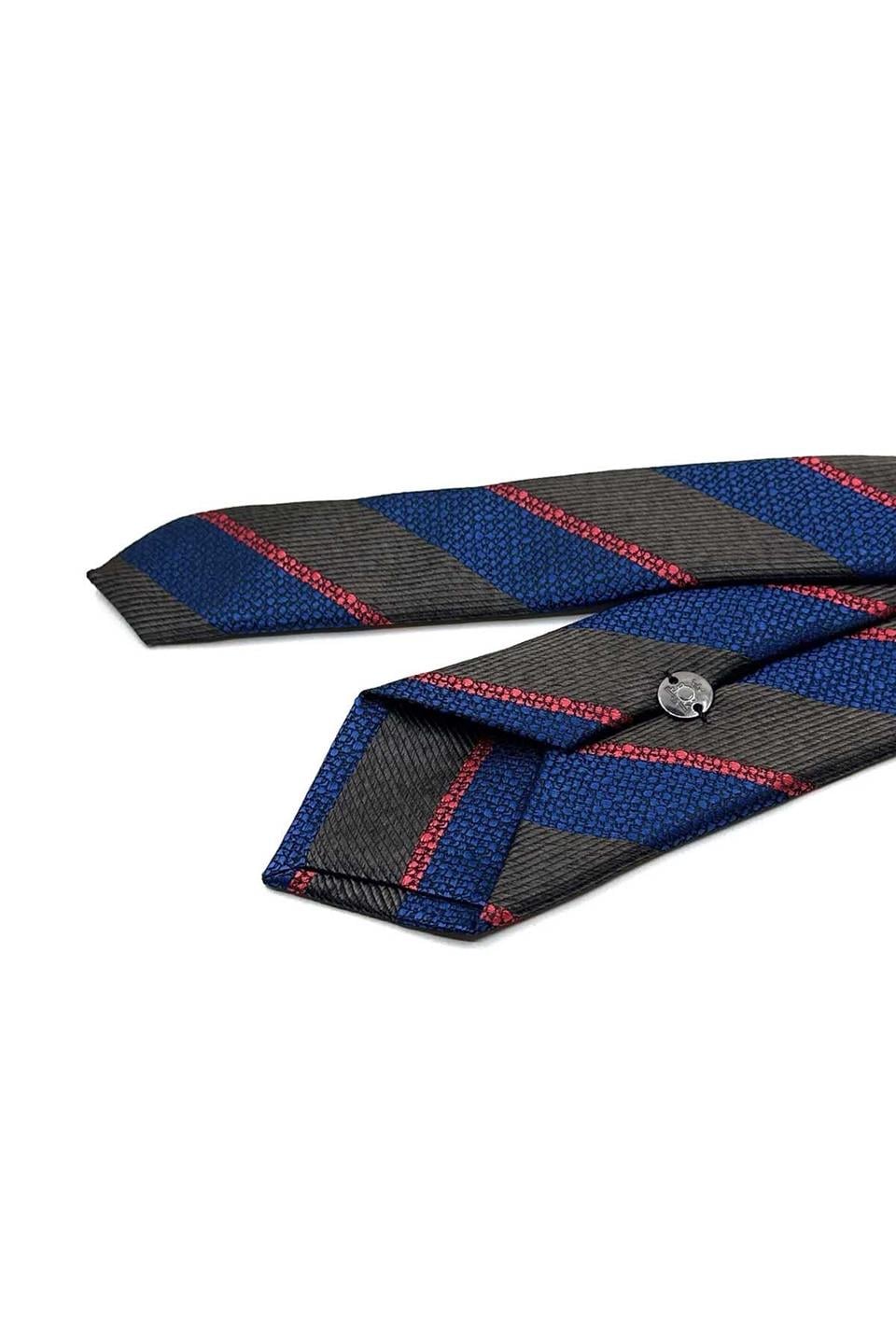 Kahve - Lacivert Çizgi Desen Slim Kravat SK8030