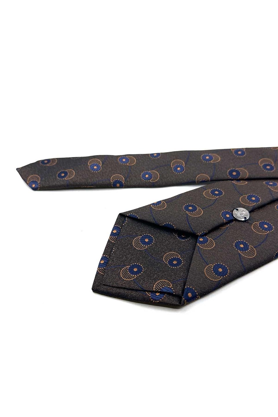 Kahve Lacivert Motif Desen Mendilli Klasik Kravat KK13981