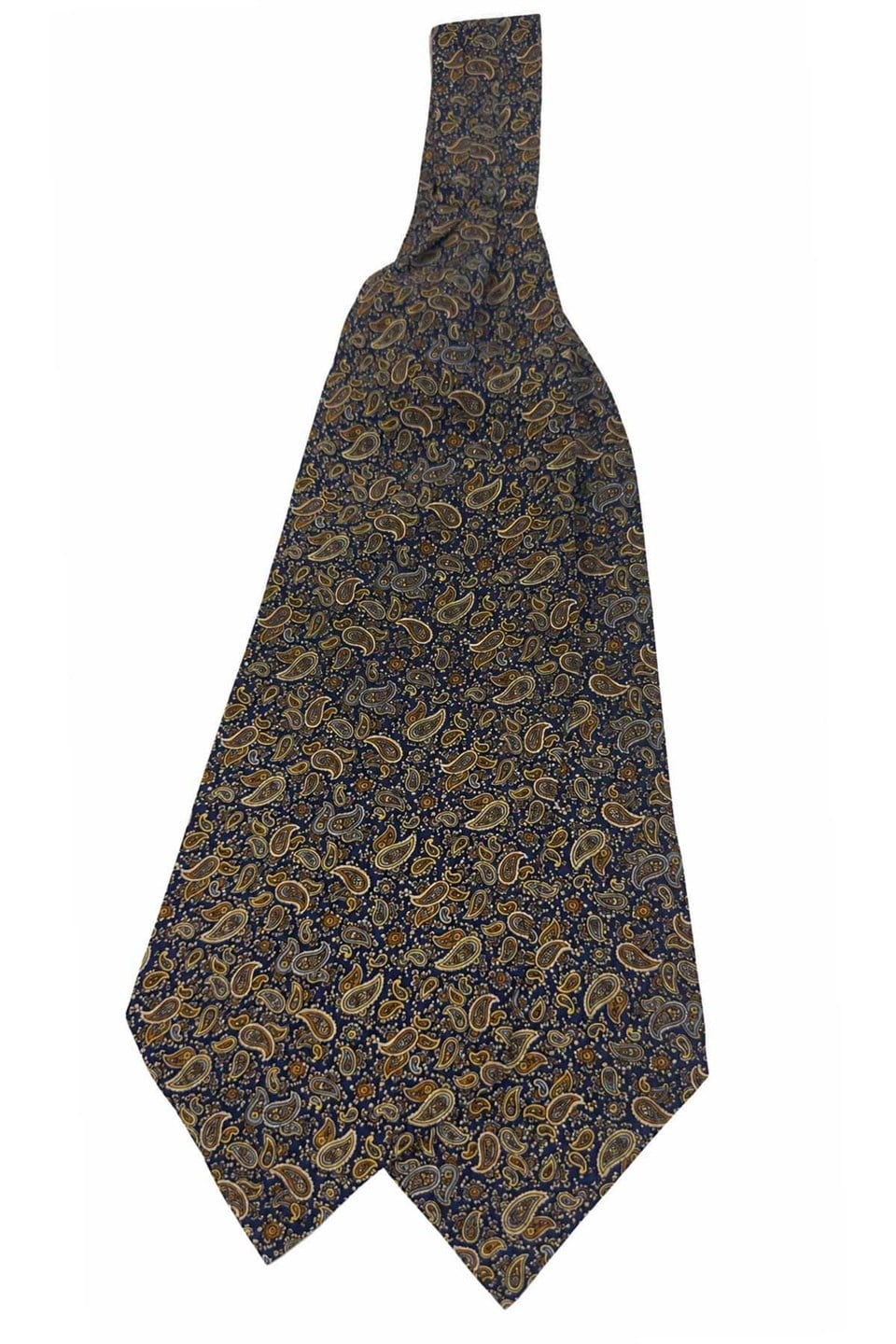 Kahve Lacivert Şal Desen İtalyan İpek Ascot Kravat SAC141