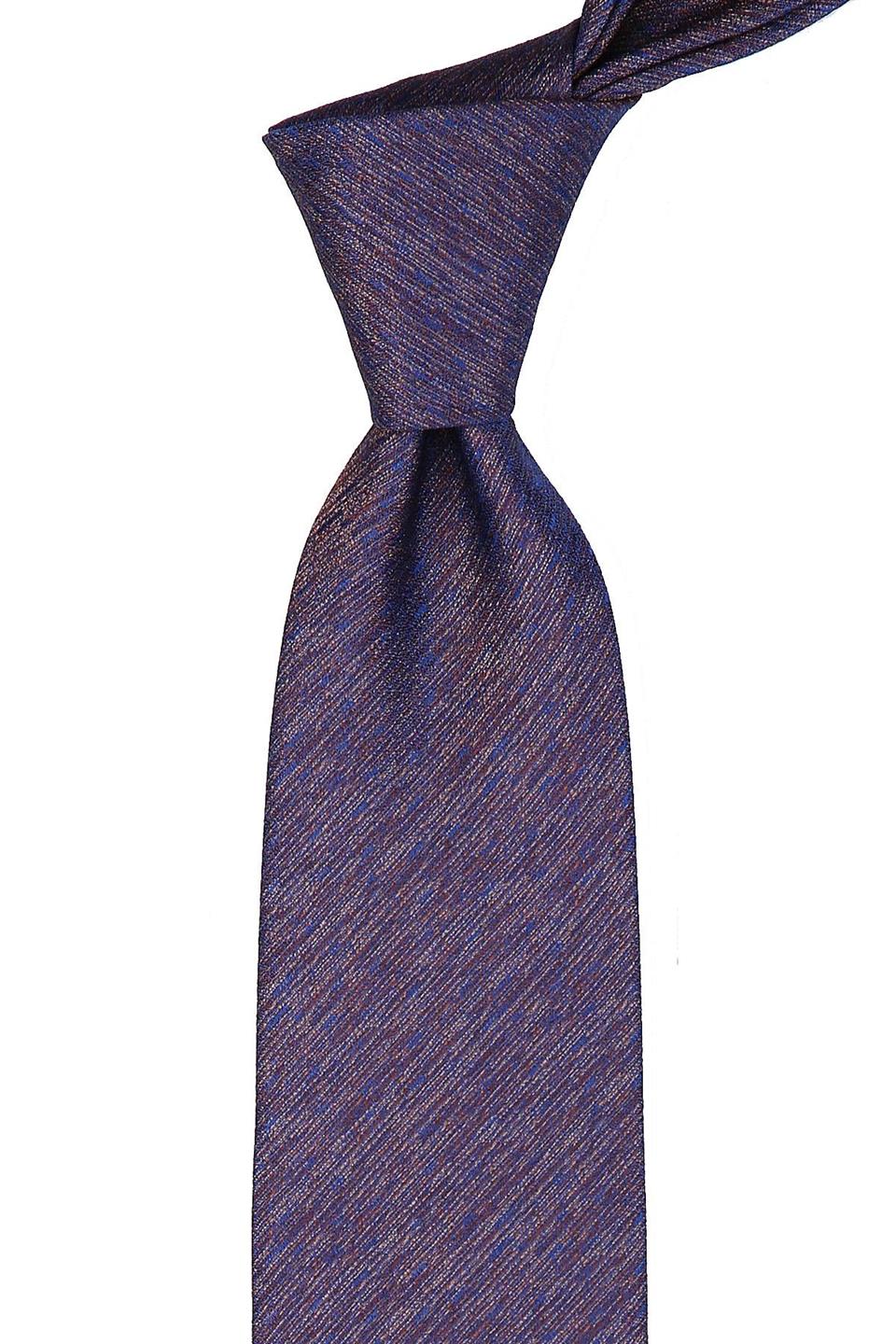 Kahve - Mavi Kum Desen Mendilli Klasik Kravat KK9416