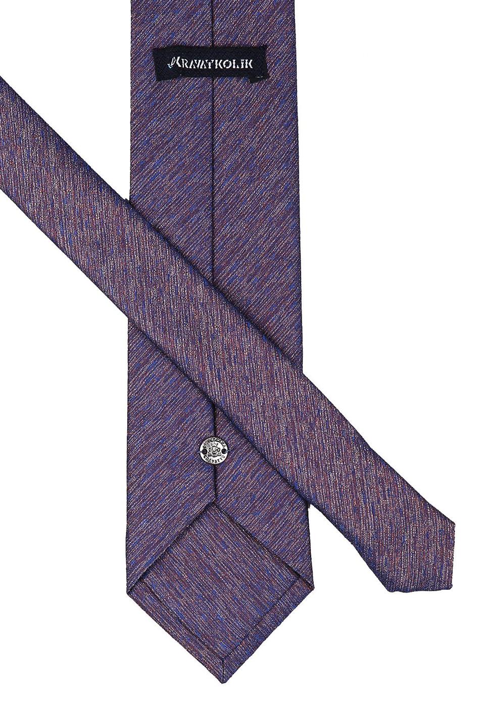Kahve - Mavi Kum Desen Mendilli Klasik Kravat KK9416