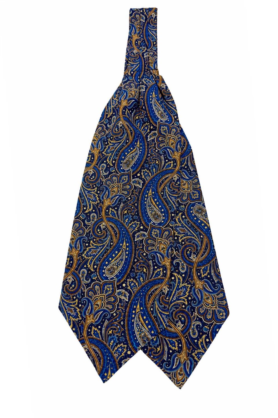 Kahve Mavi Şal Desen İtalyan İpek Ascot Kravat SAC89