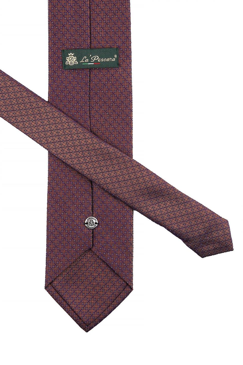 Kahve - Mor Nokta Desen Mendilli Klasik Kravat KK10810