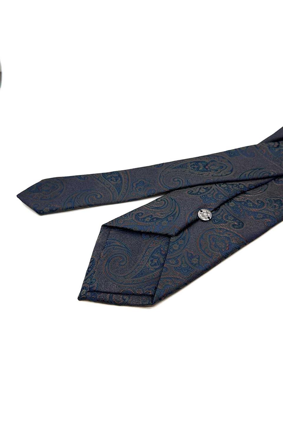 Kahve - Yeşil Şal Desen Mendilli Klasik Kravat KK13051