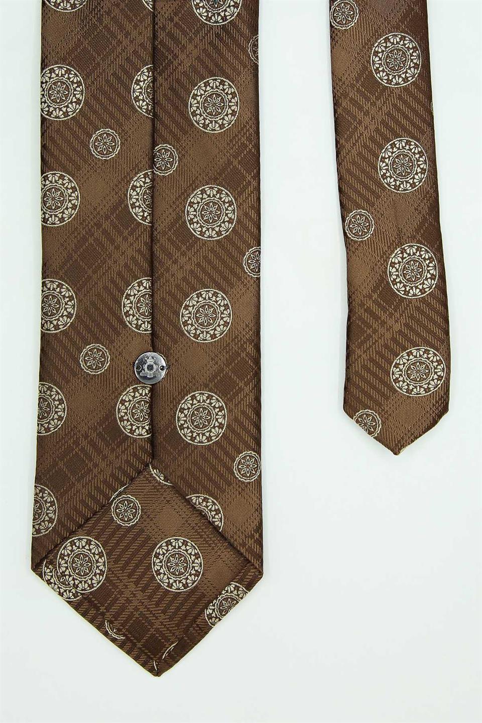 Kahverengi - Bej Motif Kravat