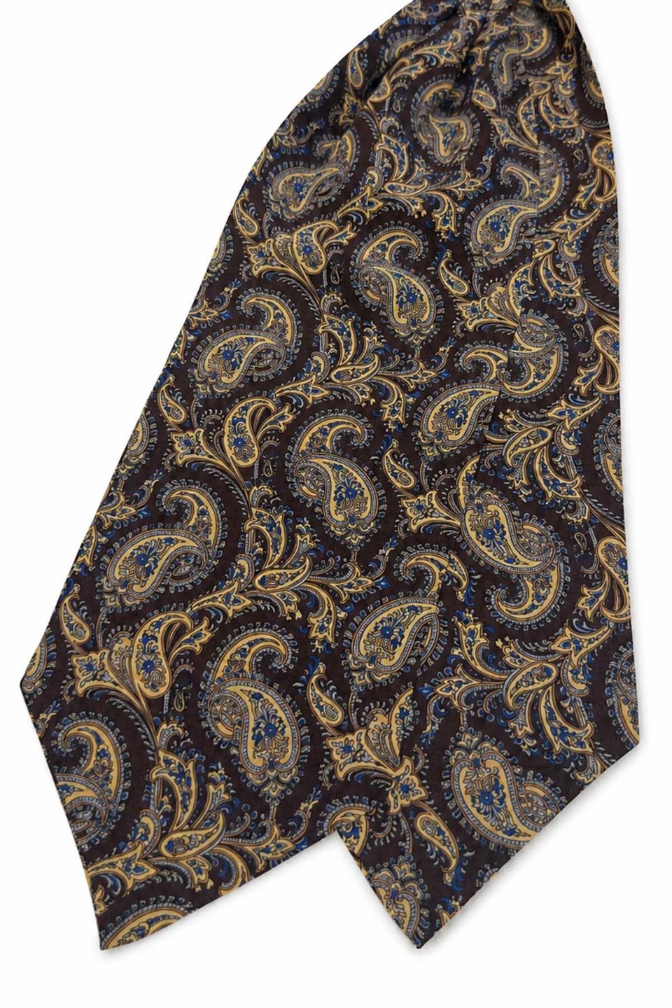 Kahverengi Bej Şal Desen İtalyan İpek Ascot Kravat SAC110