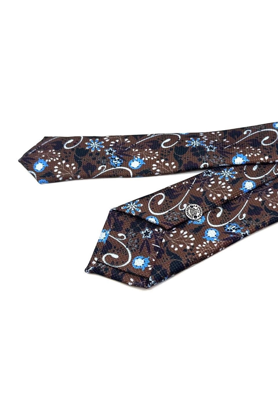 Kahverengi Çiçek Desen İnce Kravat SK7883