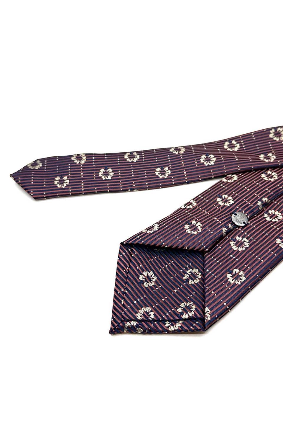 Kahverengi Çiçek Desen Mendilli Klasik Kravat KK13019
