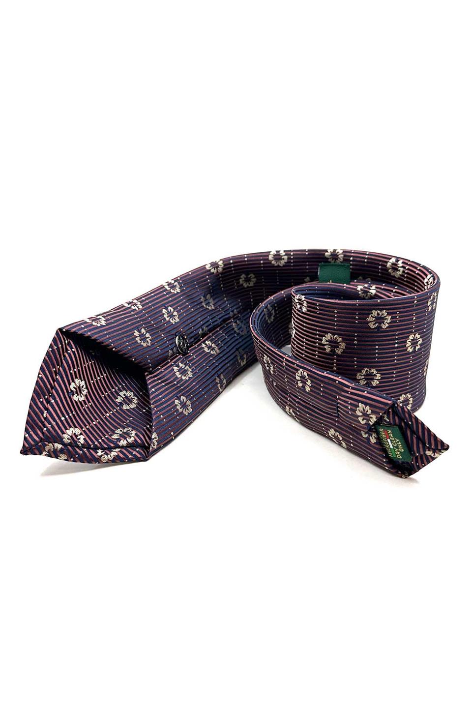 Kahverengi Çiçek Desen Mendilli Klasik Kravat KK13019