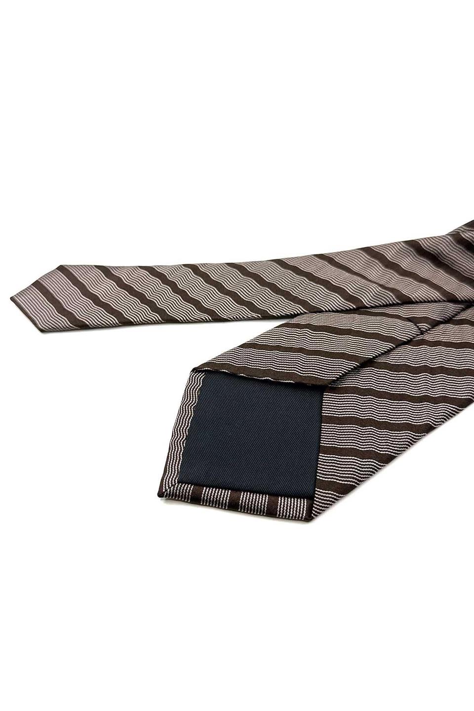 Kahverengi Çizgi Desen İtalyan İpek Kravat İK1668