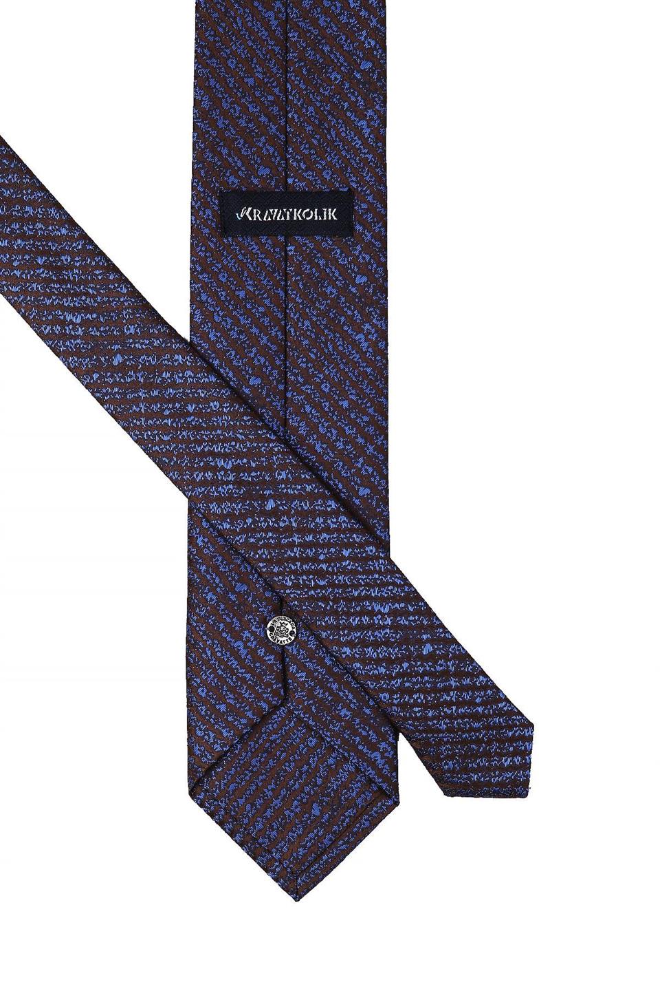 Kahverengi Çizgi Desen Mendilli Klasik Kravat KK10550