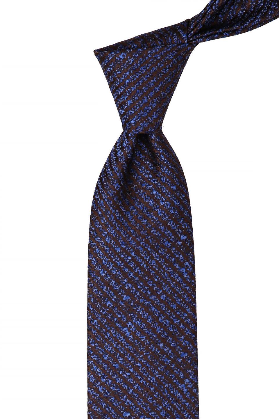 Kahverengi Çizgi Desen Mendilli Klasik Kravat KK10550