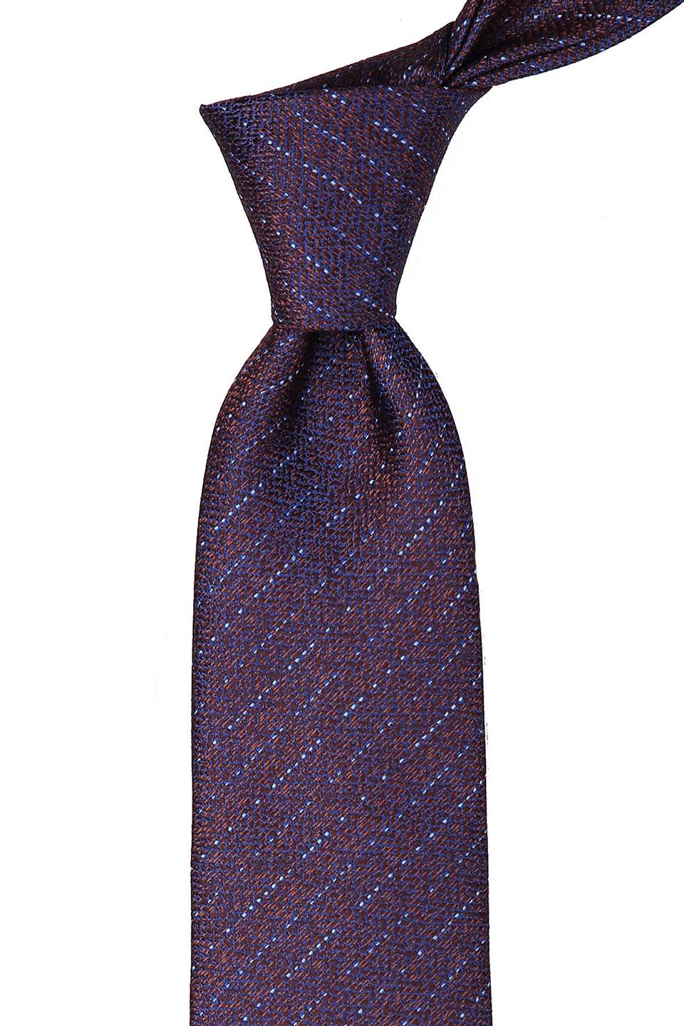 Kahverengi Çizgi Desen Mendilli Klasik Kravat KK9695