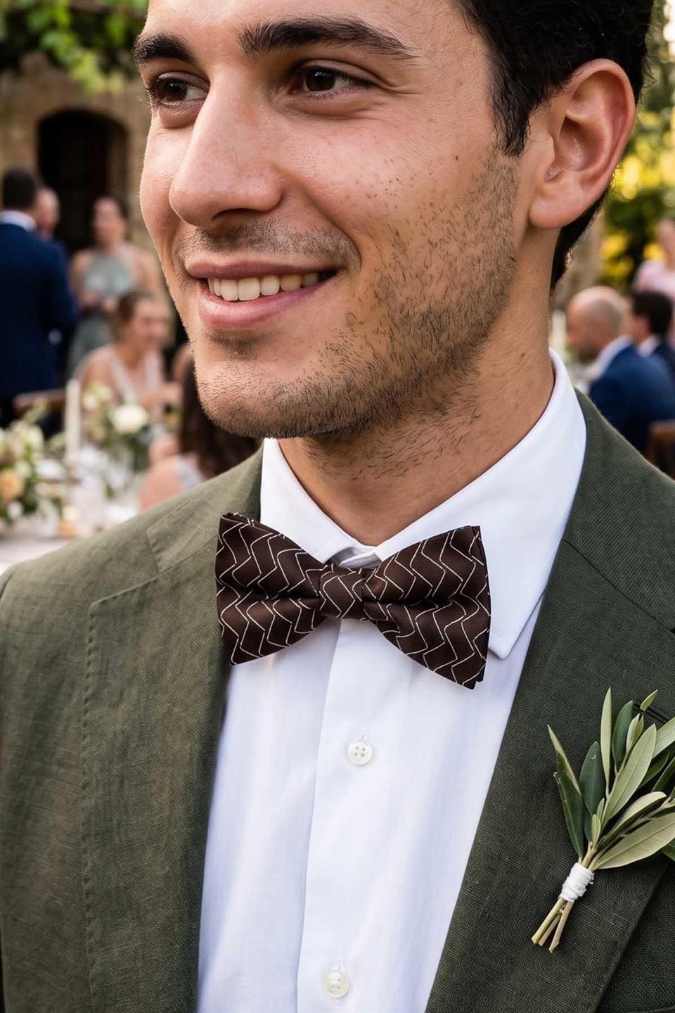 Kahverengi Çizgi İpek Papyon SB245