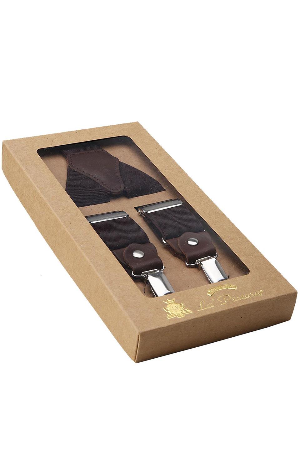 Kahverengi Deri Bağlantılı Erkek Pantolon Askısı PAN54