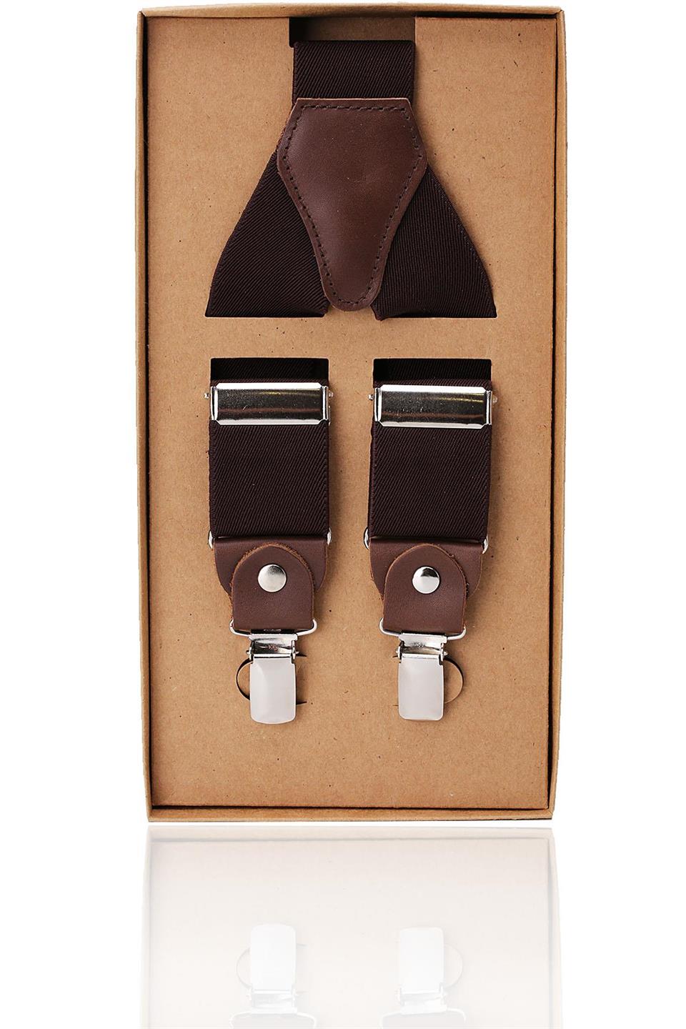 Kahverengi Deri Bağlantılı Erkek Pantolon Askısı PAN54