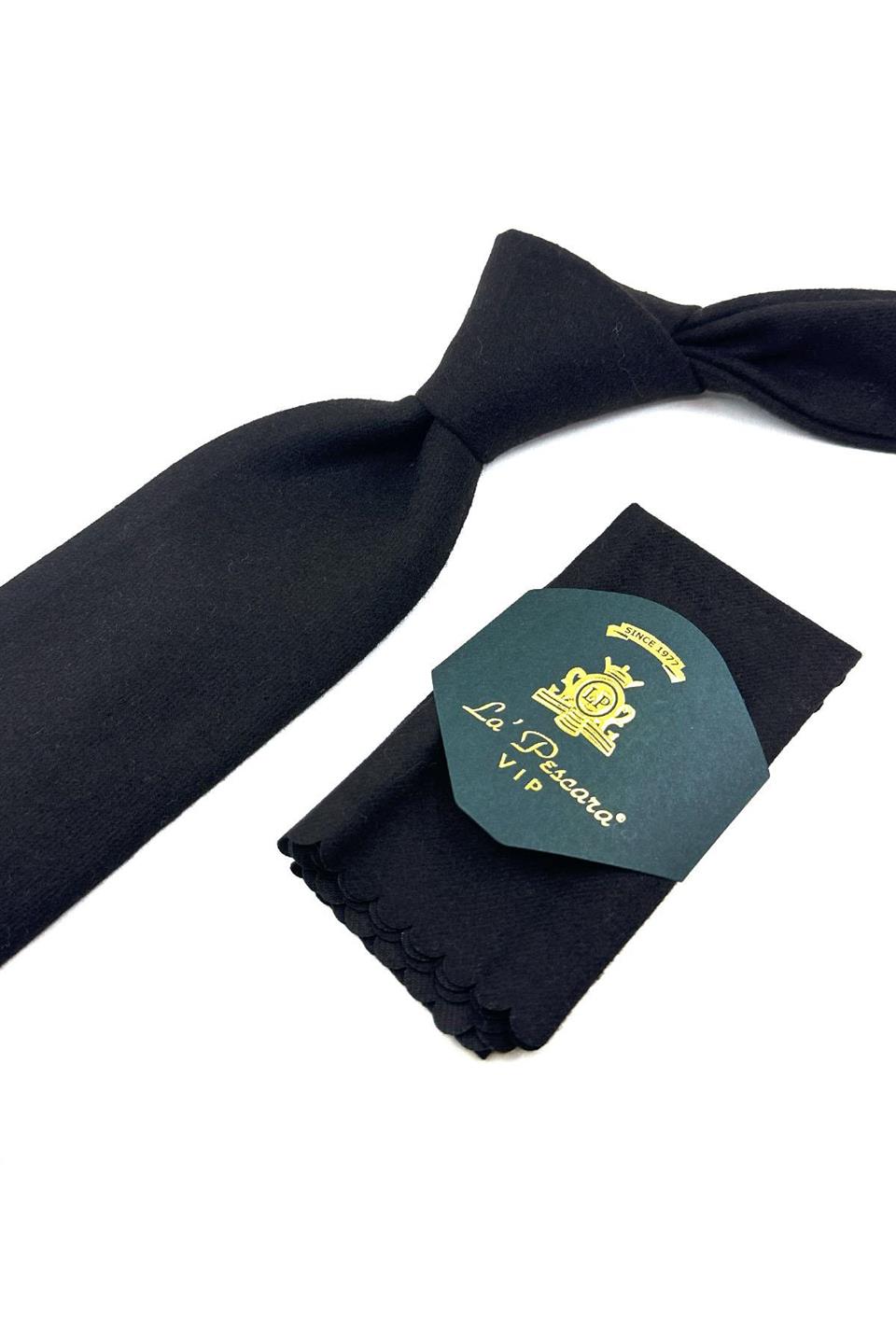 Kahverengi Düz Desen Mendilli Klasik Yün Kravat KK12114