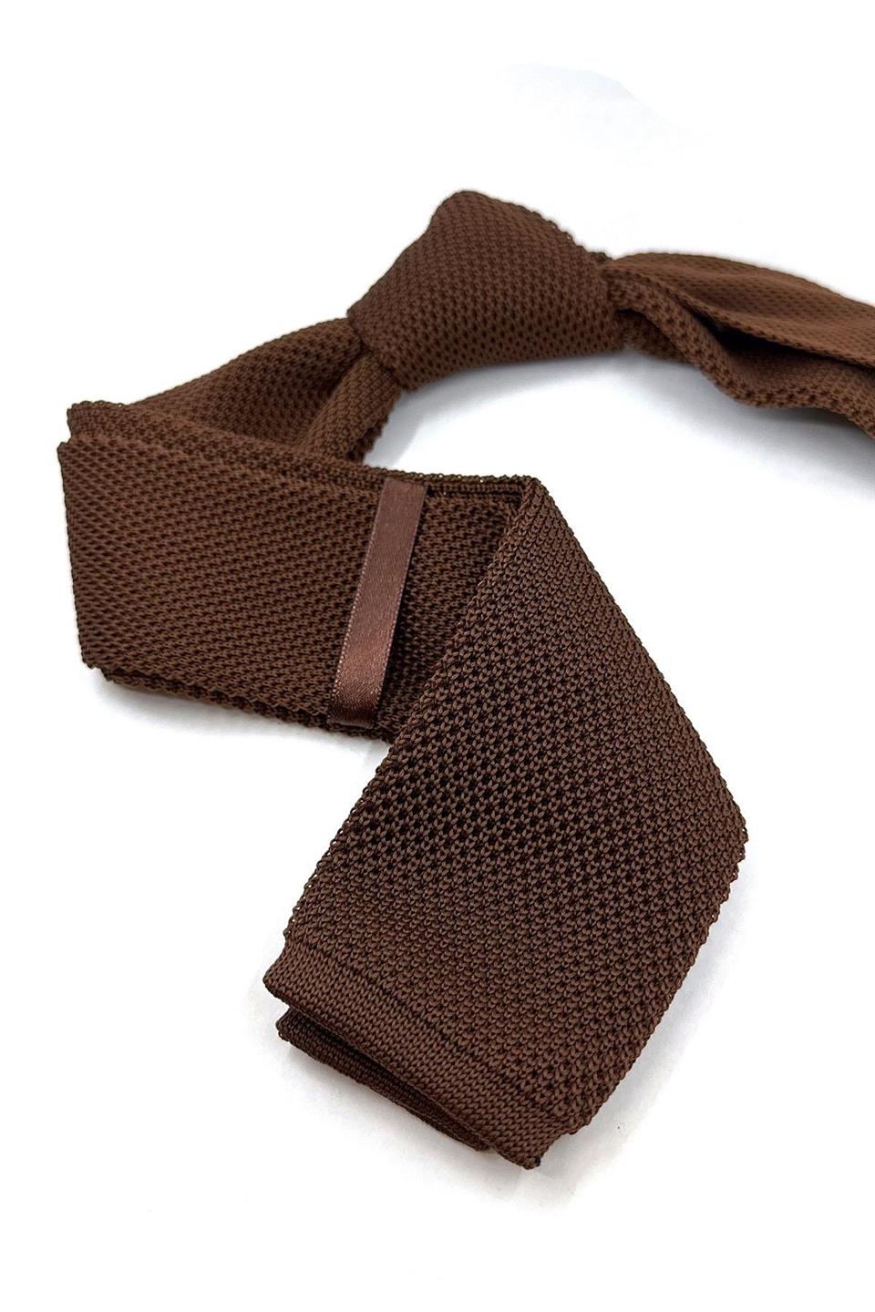 Kahverengi Düz Örgü Kravat ÖR8336