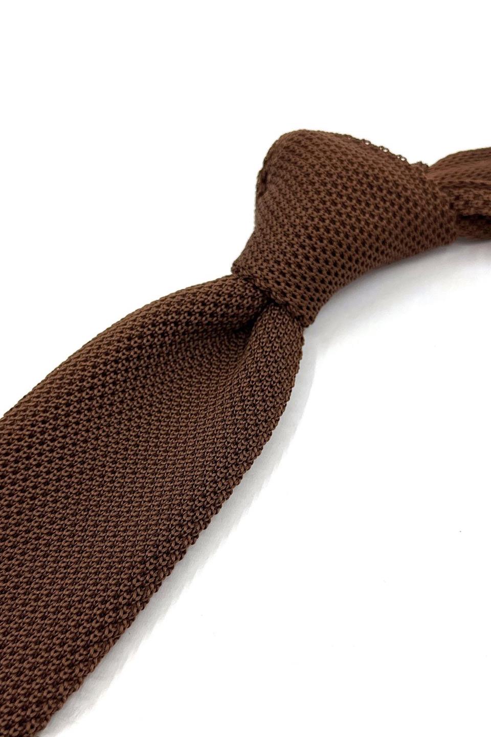 Kahverengi Düz Örgü Kravat ÖR8336