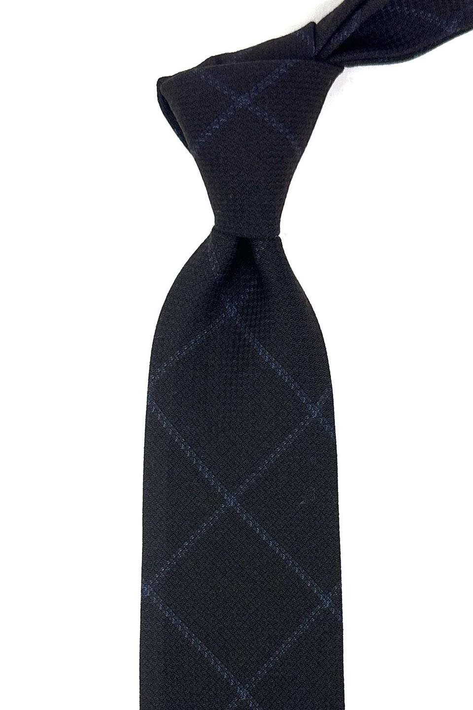 Kahverengi Ekose Desen Klasik Yün Kravat KK12108