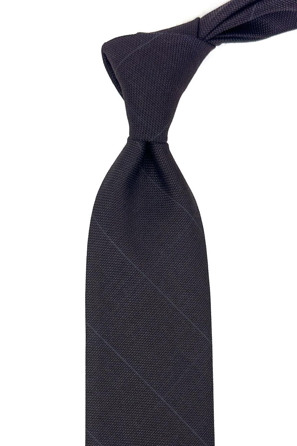 Kahverengi Ekose Desen Mendilli Klasik Yün Kravat KK12127