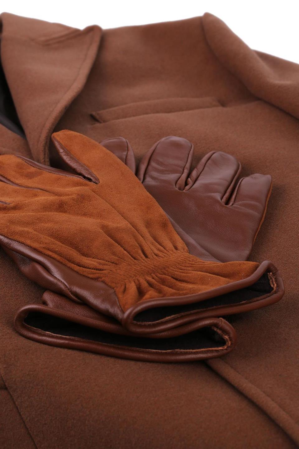 Kahverengi Erkek Deri - Süet Eldiven EL17