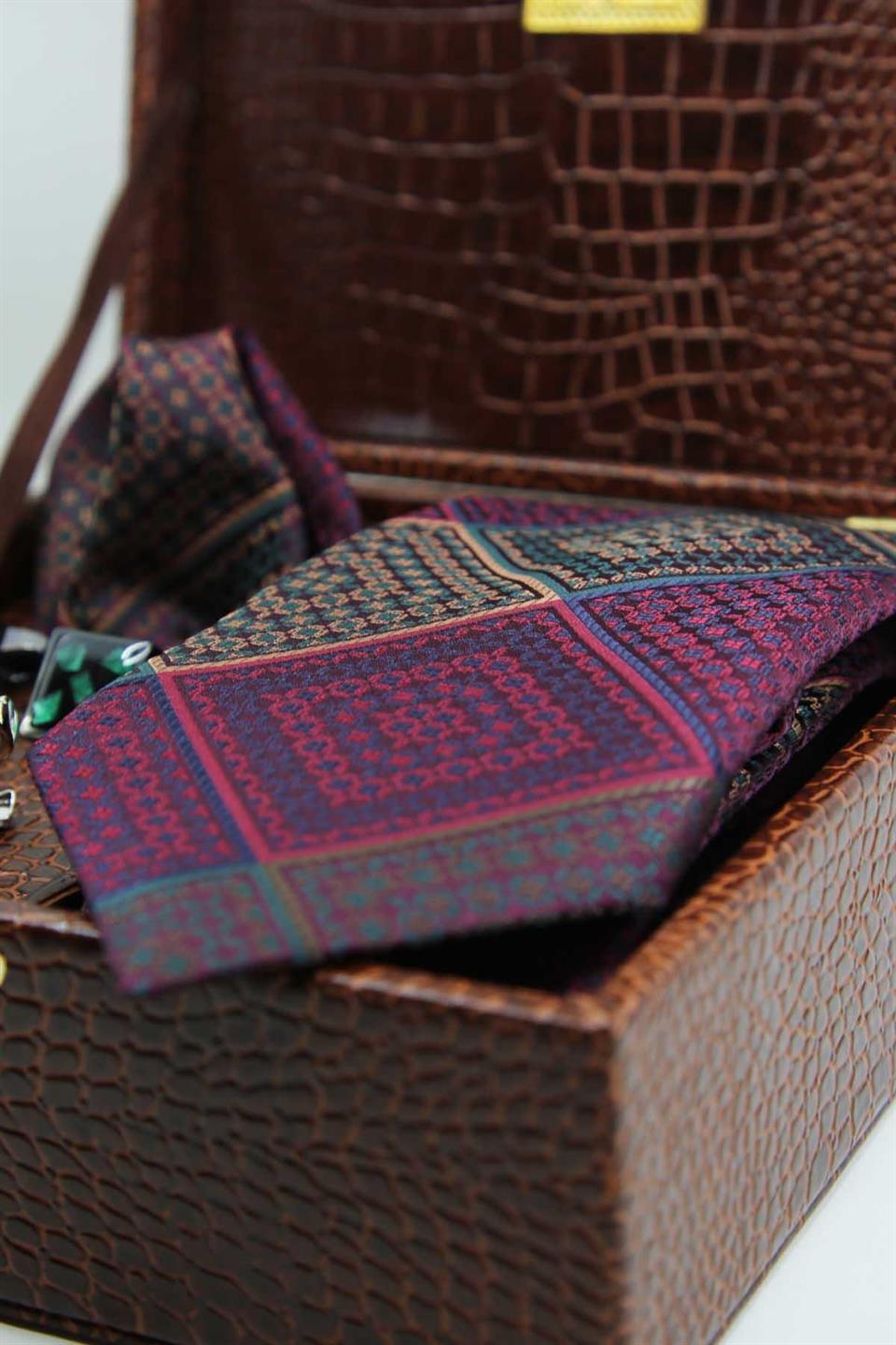 Kahverengi Erkek Hediye Kutusu - Kravat Kol Düğmesi Kravat İğnesi KMK134