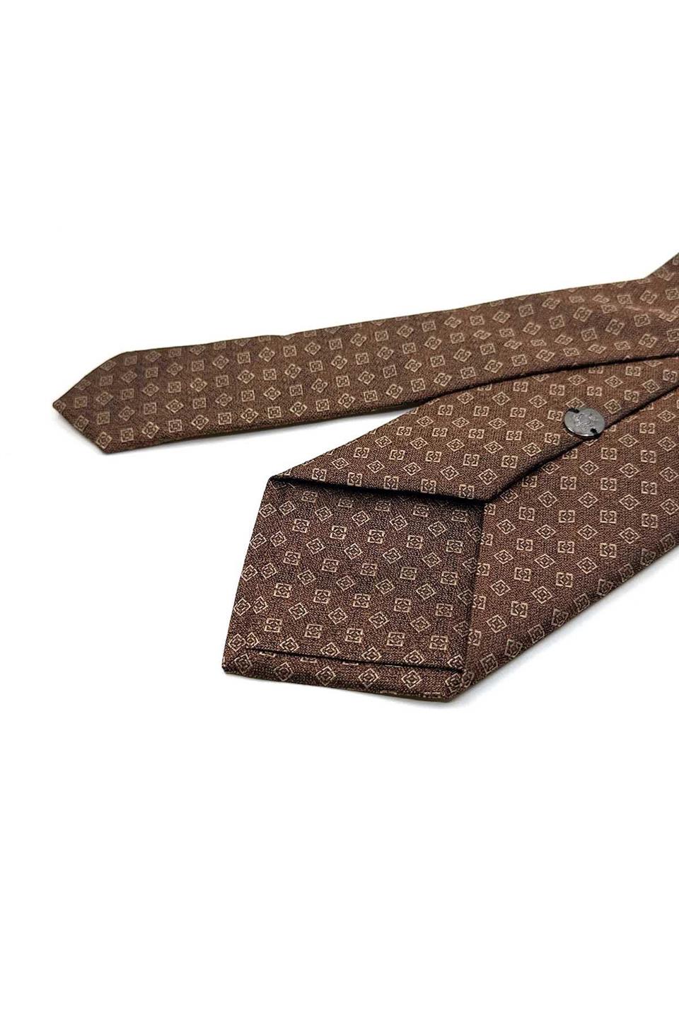 Kahverengi Küçük Desen Mendilli Klasik Kravat KK13528