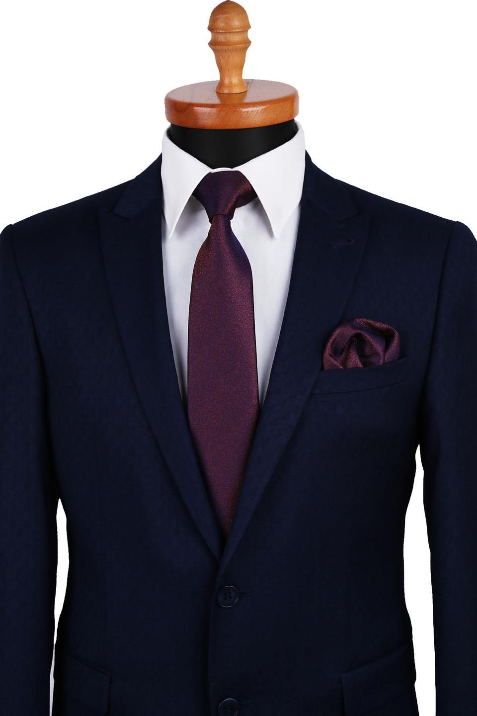 Kahverengi Kum Desen Mendilli Klasik Kravat KK9746