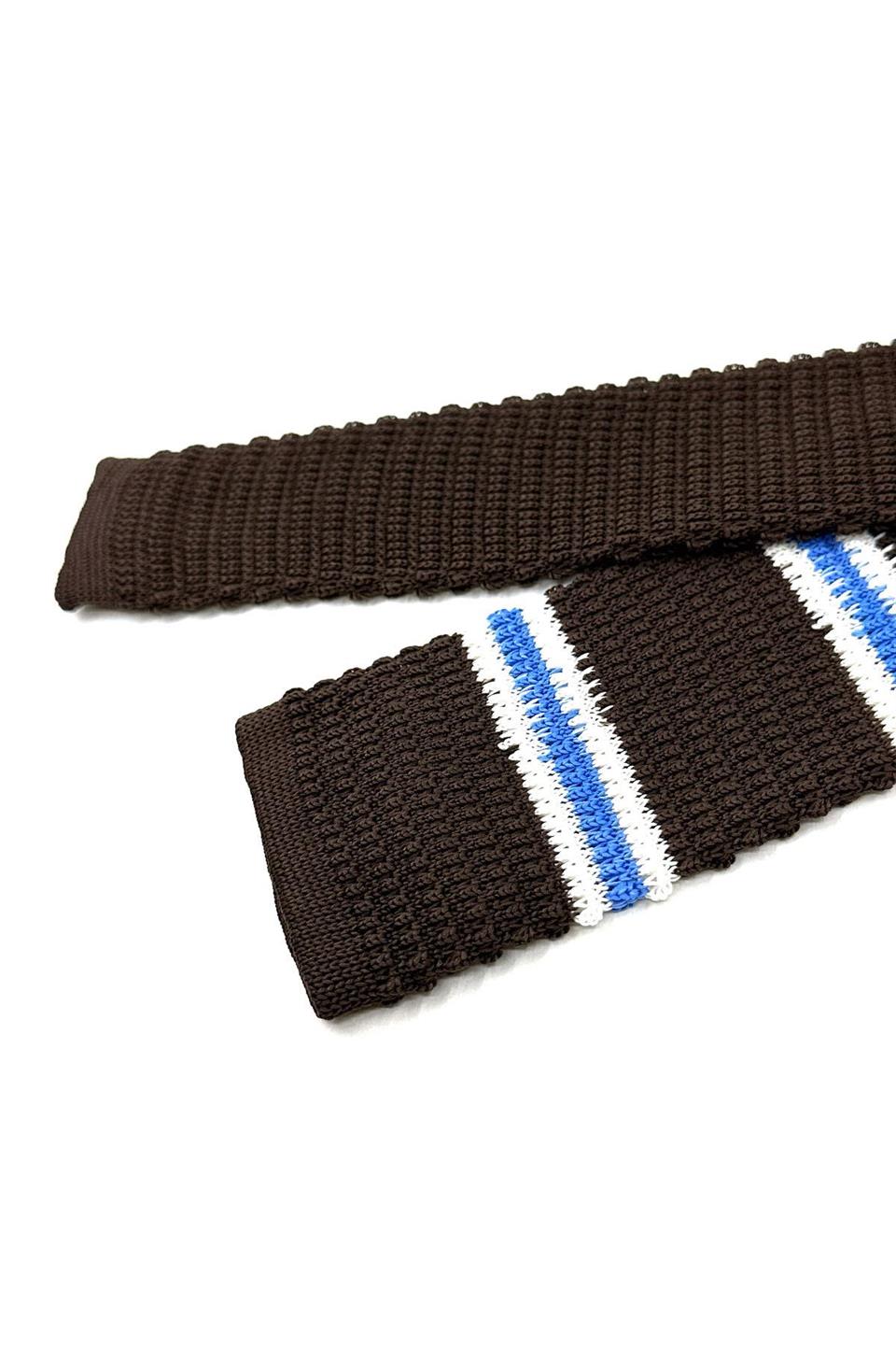 Kahverengi - Mavi Çizgili Örgü Kravat ÖR8372