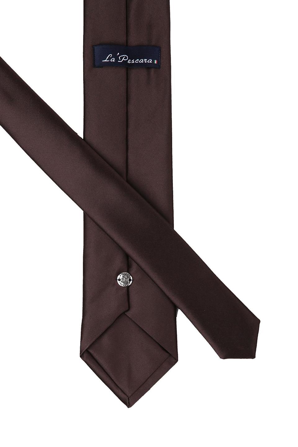 Kahverengi Mendilli Düz Saten Kravat 1605