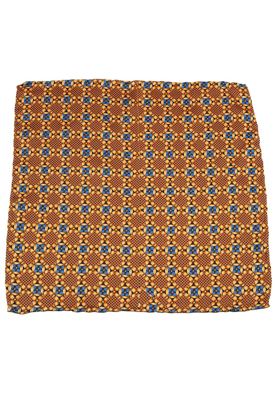 Kahverengi Motif Baskılı İpek Mendil SPS115