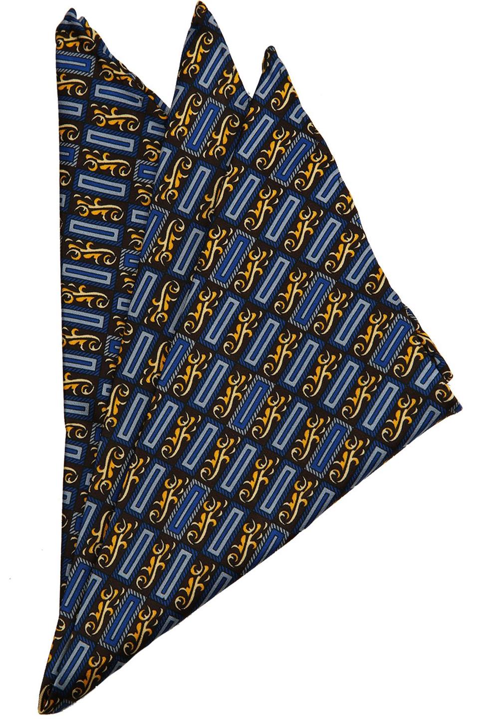 Kahverengi Motif Baskılı İpek Mendil SPS392