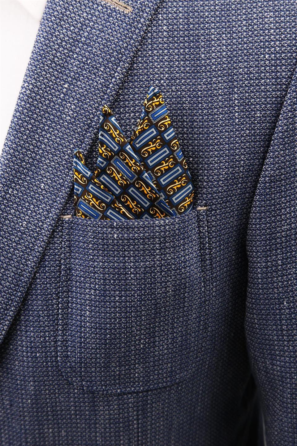 Kahverengi Motif Baskılı İpek Mendil SPS392