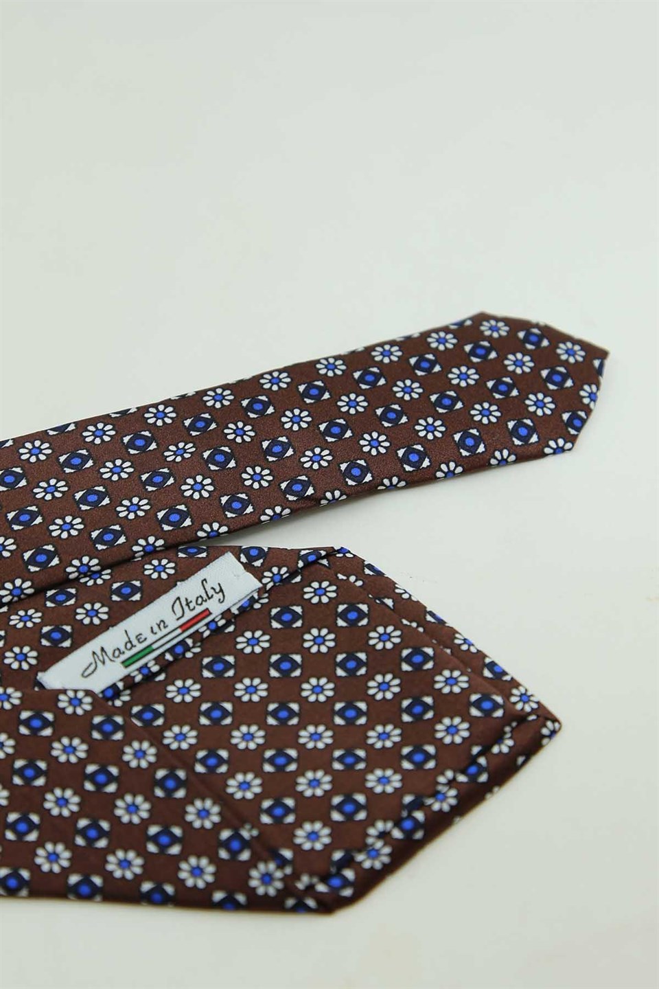 Kahverengi Motif Desen İtalyan İpek Kravat İK2577