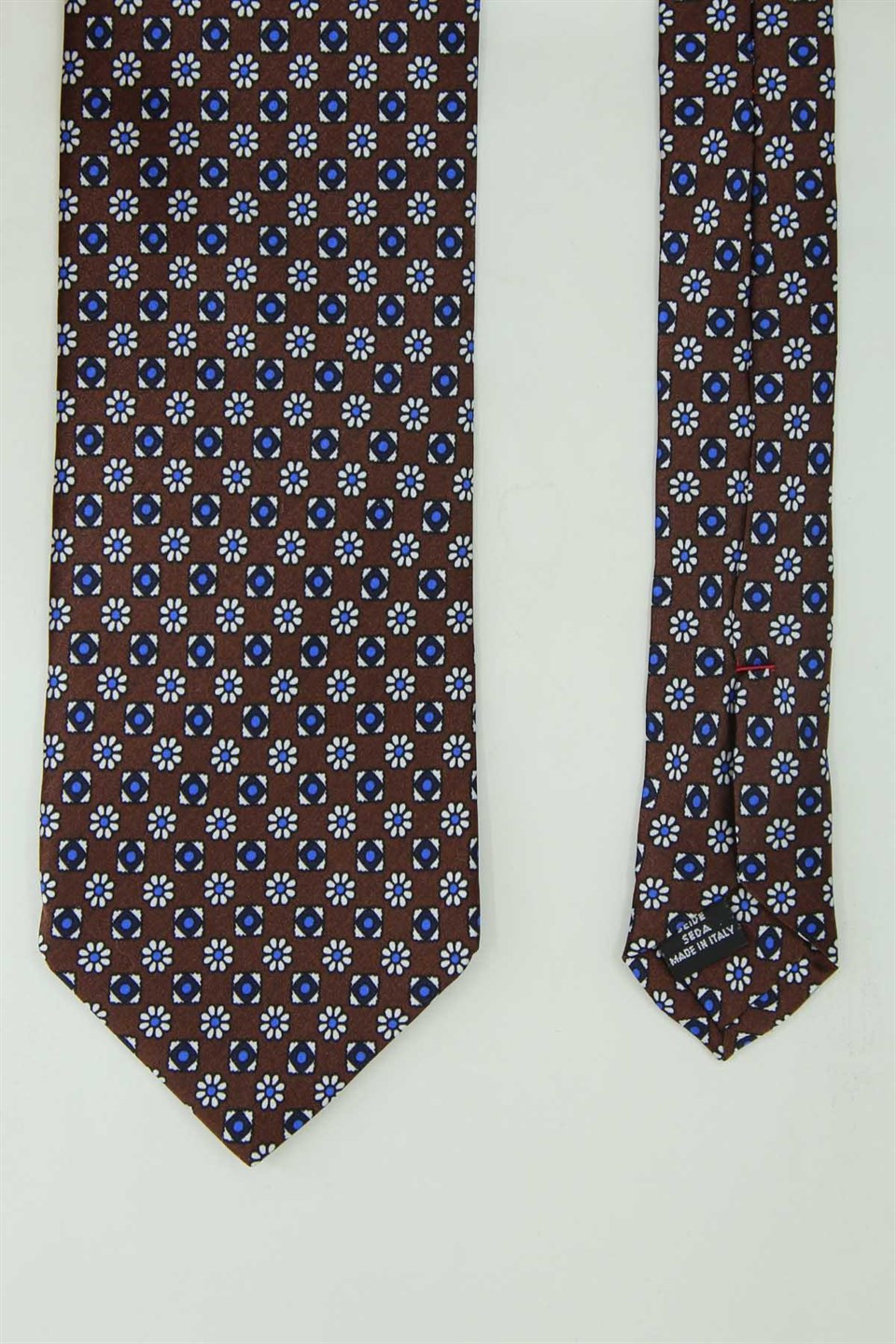 Kahverengi Motif Desen İtalyan İpek Kravat İK2577