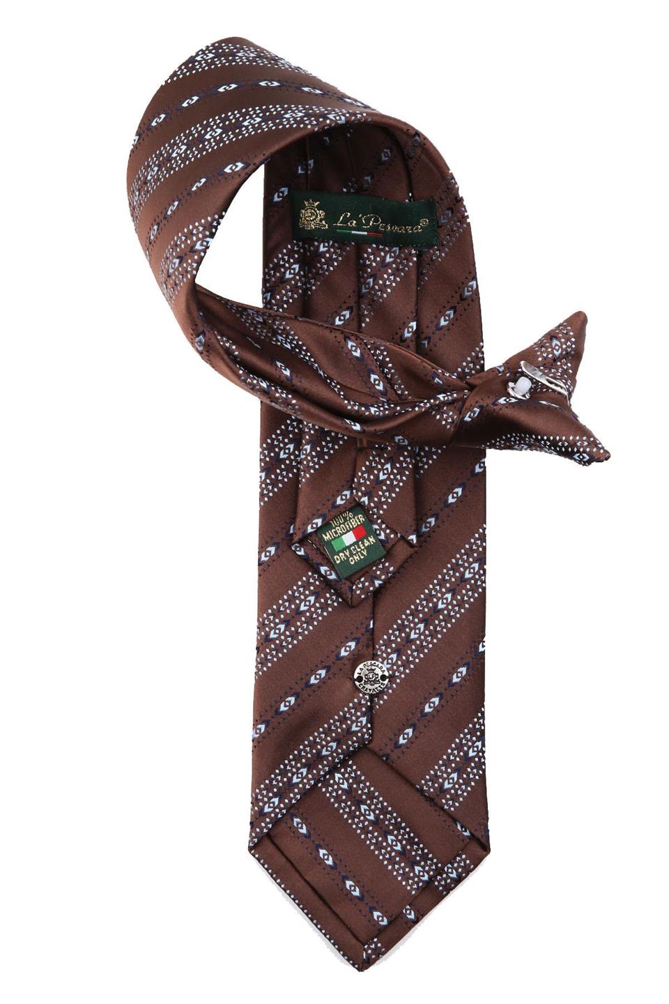 Kahverengi Motif Desen Klipsli Kravat KLP374