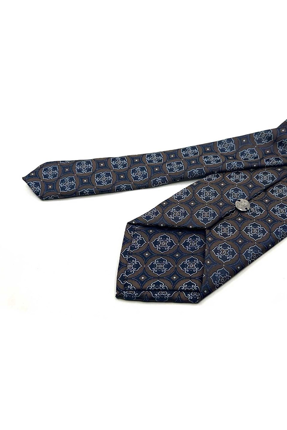 Kahverengi Motif Desen Mendilli Klasik Kravat KK13763