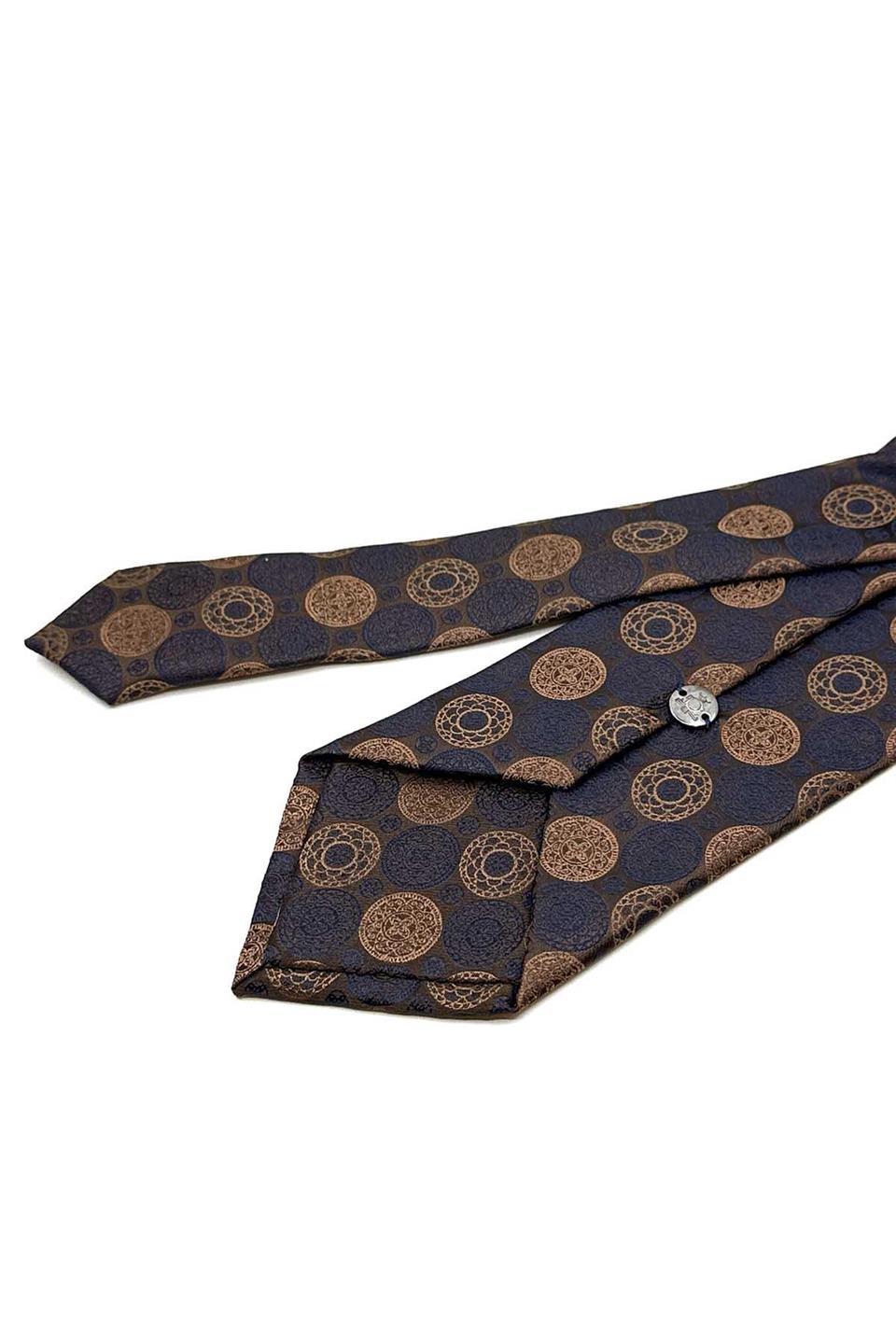 Kahverengi Motif Desen Mendilli Klasik Kravat KK12992