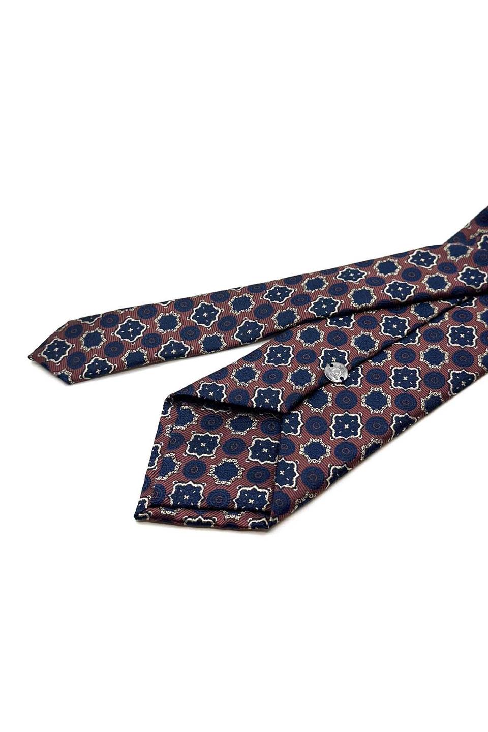 Kahverengi Motif Desen Mendilli Klasik Kravat KK12967