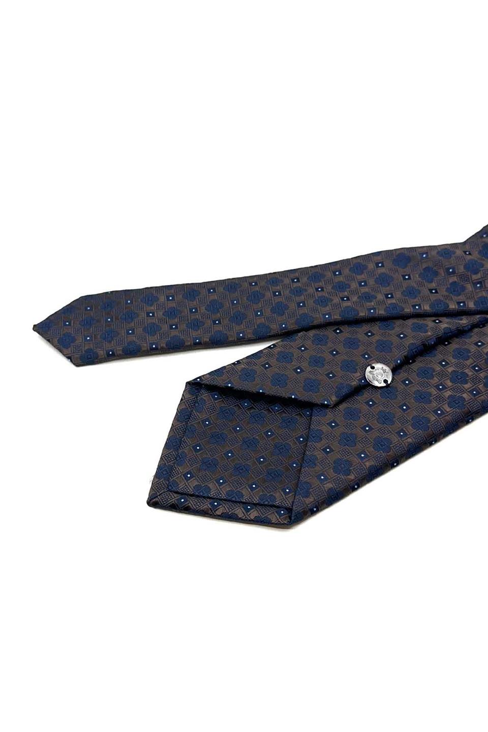 Kahverengi Motif Desen Mendilli Klasik Kravat KK13034