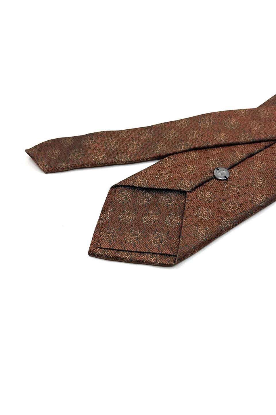 Kahverengi Motif Desen Mendilli Klasik Kravat KK13545